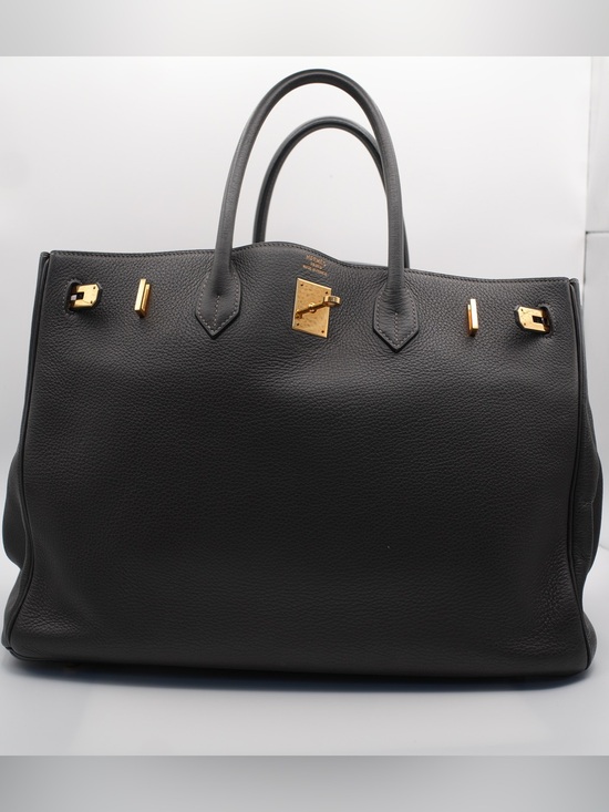 Hermes Handbags - Hermes Birkin 40 in Clemence with Gold Hardware. Graphite Taurillon color.